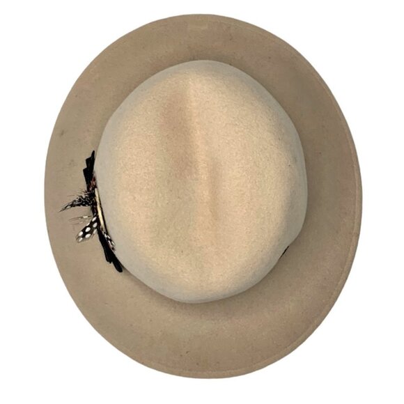 Adolfo Women's Fedora Tan with Feather - Picture 3 of 12